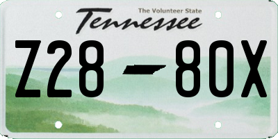 TN license plate Z2880X