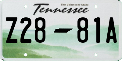 TN license plate Z2881A