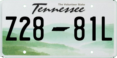 TN license plate Z2881L