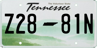 TN license plate Z2881N