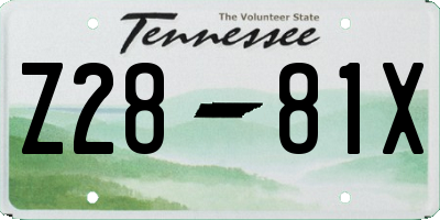 TN license plate Z2881X