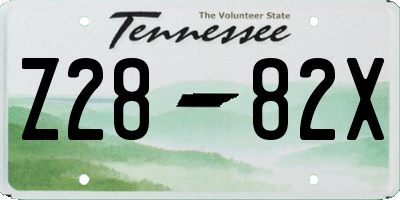 TN license plate Z2882X