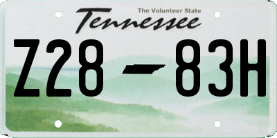TN license plate Z2883H
