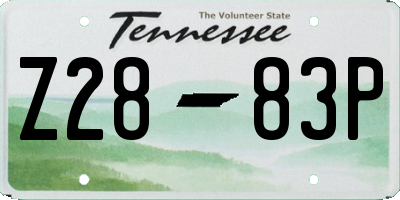 TN license plate Z2883P