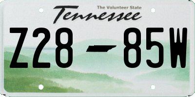 TN license plate Z2885W