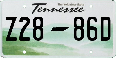 TN license plate Z2886D