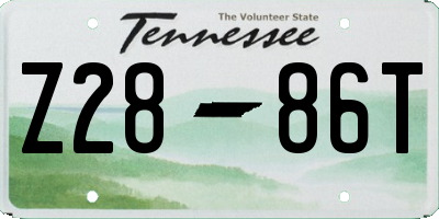 TN license plate Z2886T