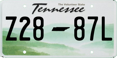 TN license plate Z2887L