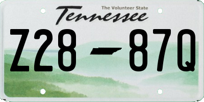 TN license plate Z2887Q
