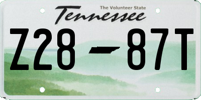 TN license plate Z2887T
