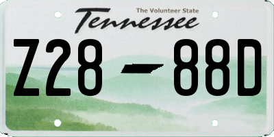 TN license plate Z2888D