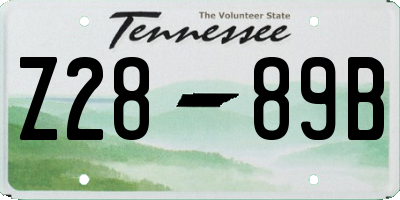TN license plate Z2889B