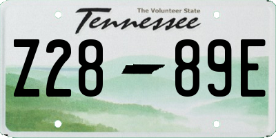 TN license plate Z2889E
