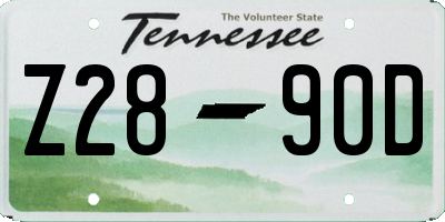 TN license plate Z2890D