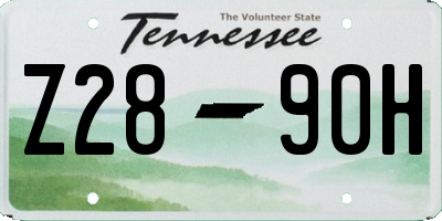 TN license plate Z2890H