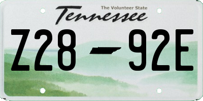 TN license plate Z2892E