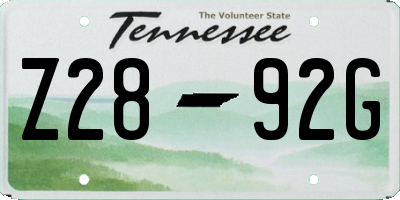 TN license plate Z2892G