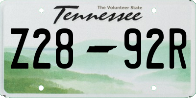 TN license plate Z2892R
