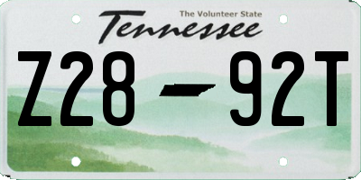 TN license plate Z2892T