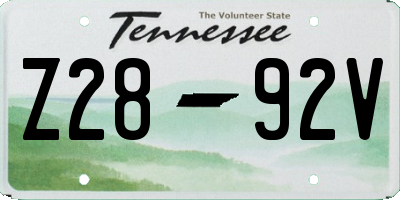 TN license plate Z2892V
