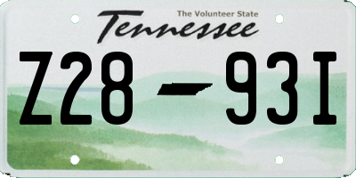 TN license plate Z2893I