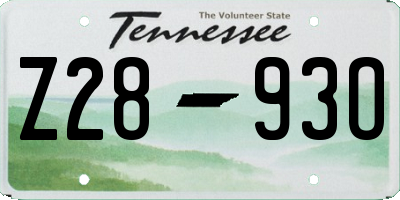 TN license plate Z2893O