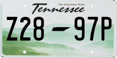 TN license plate Z2897P