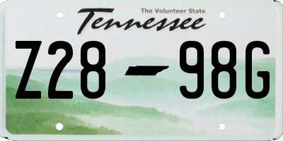 TN license plate Z2898G