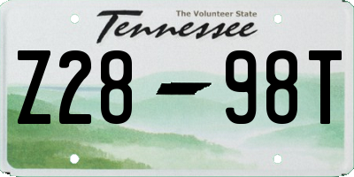 TN license plate Z2898T