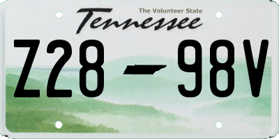 TN license plate Z2898V