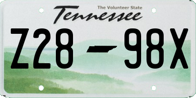 TN license plate Z2898X