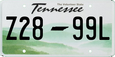 TN license plate Z2899L
