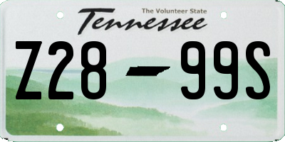 TN license plate Z2899S
