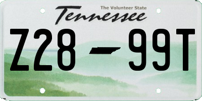 TN license plate Z2899T
