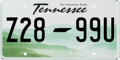 TN license plate Z2899U