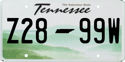 TN license plate Z2899W