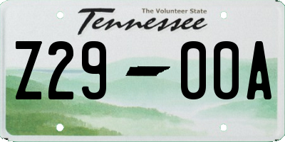 TN license plate Z2900A