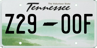 TN license plate Z2900F