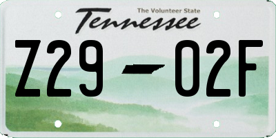 TN license plate Z2902F