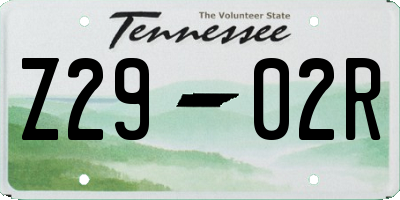 TN license plate Z2902R