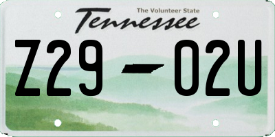 TN license plate Z2902U