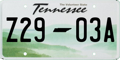 TN license plate Z2903A