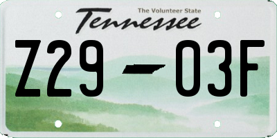 TN license plate Z2903F