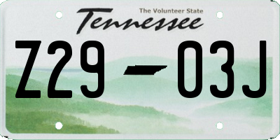 TN license plate Z2903J