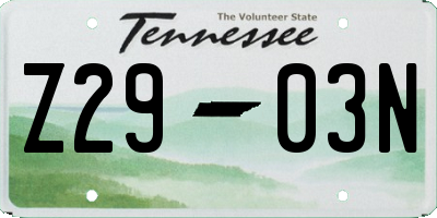 TN license plate Z2903N