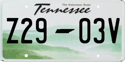 TN license plate Z2903V