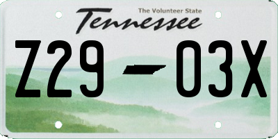 TN license plate Z2903X
