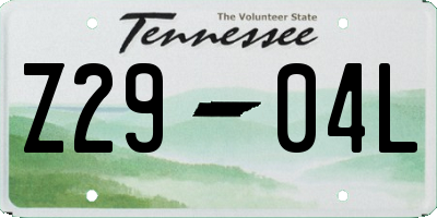 TN license plate Z2904L