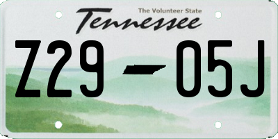 TN license plate Z2905J