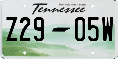 TN license plate Z2905W